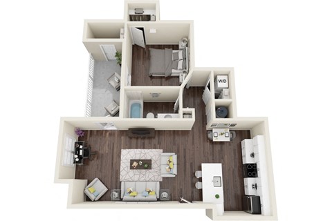 1 bedroom 1 Bath Masonboro non-renovated floor plan at The Reserve at Mayfaire, Wilmington NC